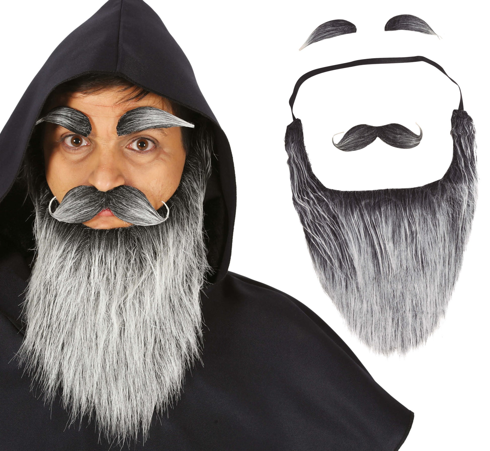 LONG GREY BEARD WITH MOUSTACHE AND EYE-B