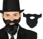 BLACK BEARD AND MOUSTACHE WITH ADHESIVE