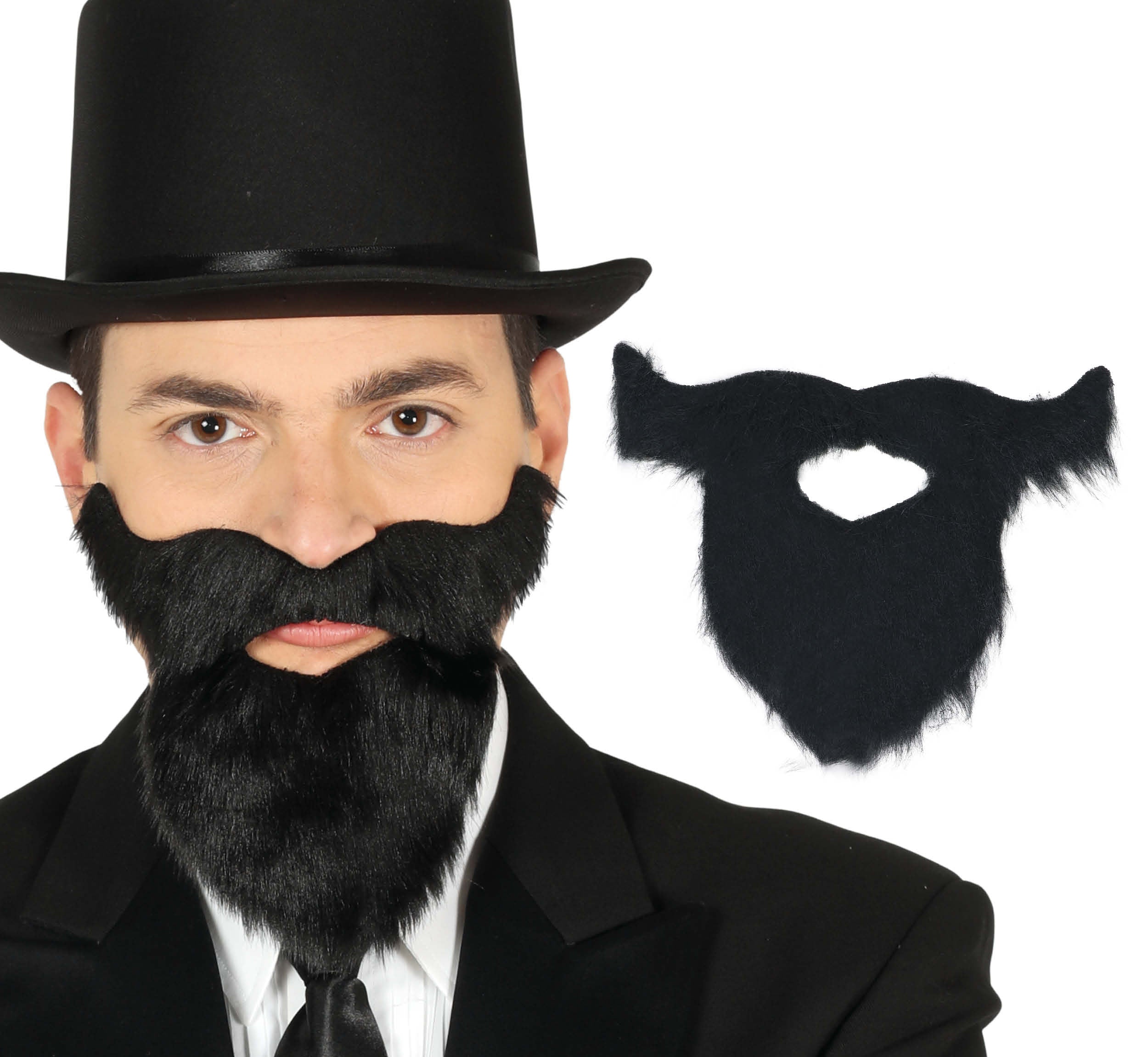 BLACK BEARD AND MOUSTACHE WITH ADHESIVE