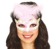 PINK MASK WITH FEATHER