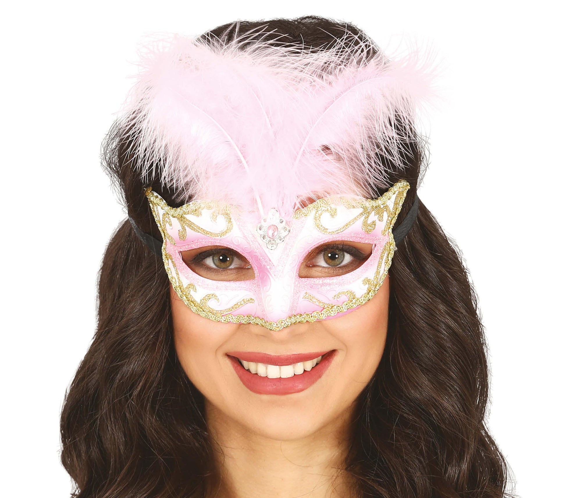 PINK MASK WITH FEATHER