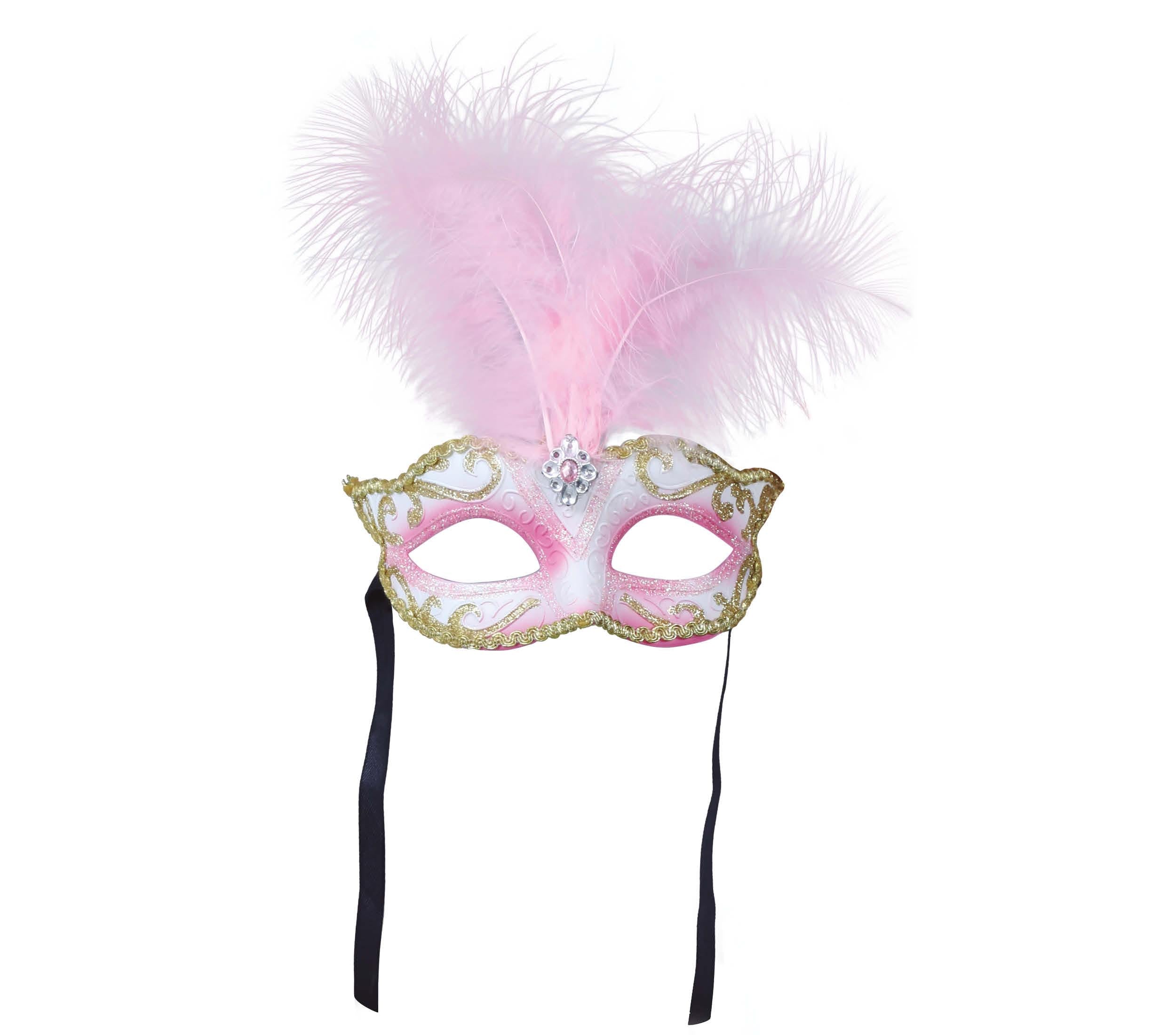 PINK MASK WITH FEATHER