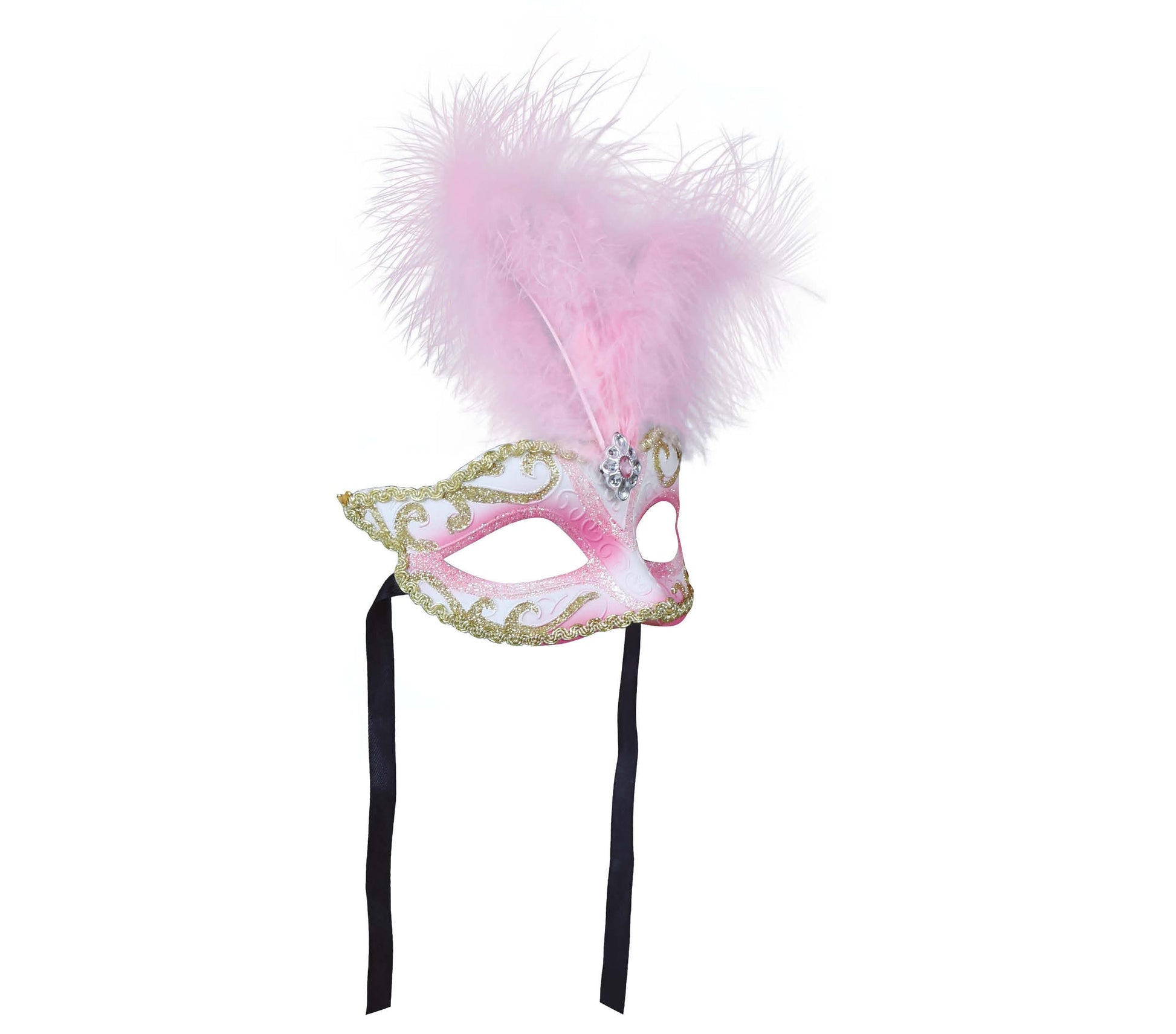 PINK MASK WITH FEATHER