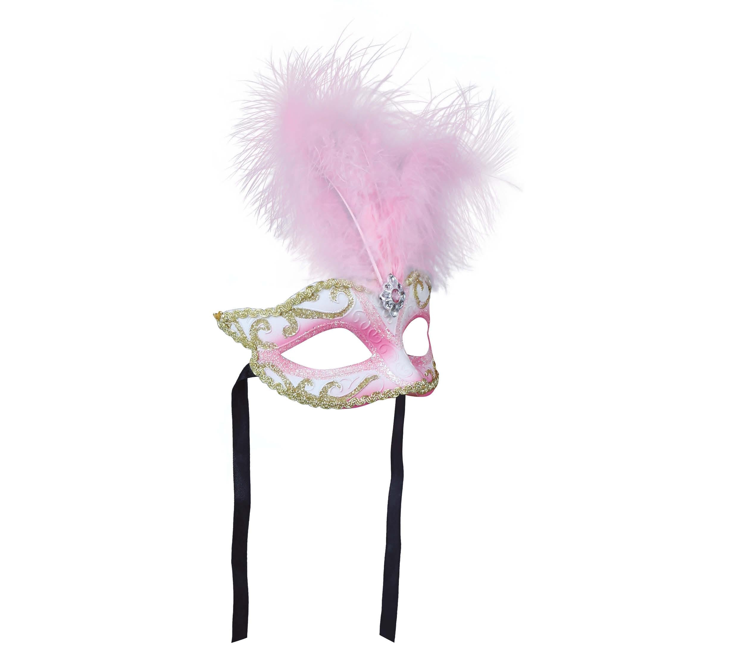 PINK MASK WITH FEATHER