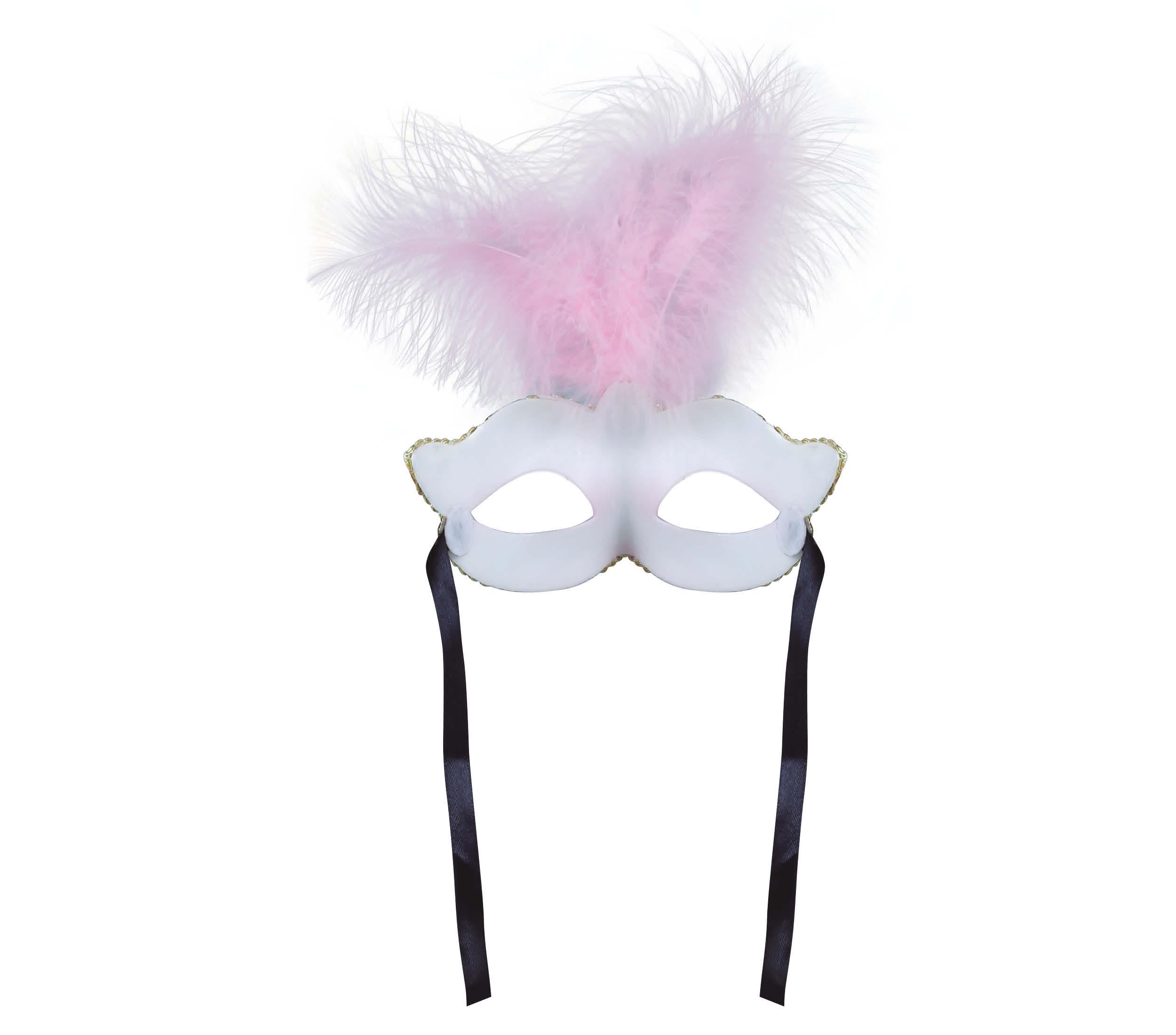 PINK MASK WITH FEATHER