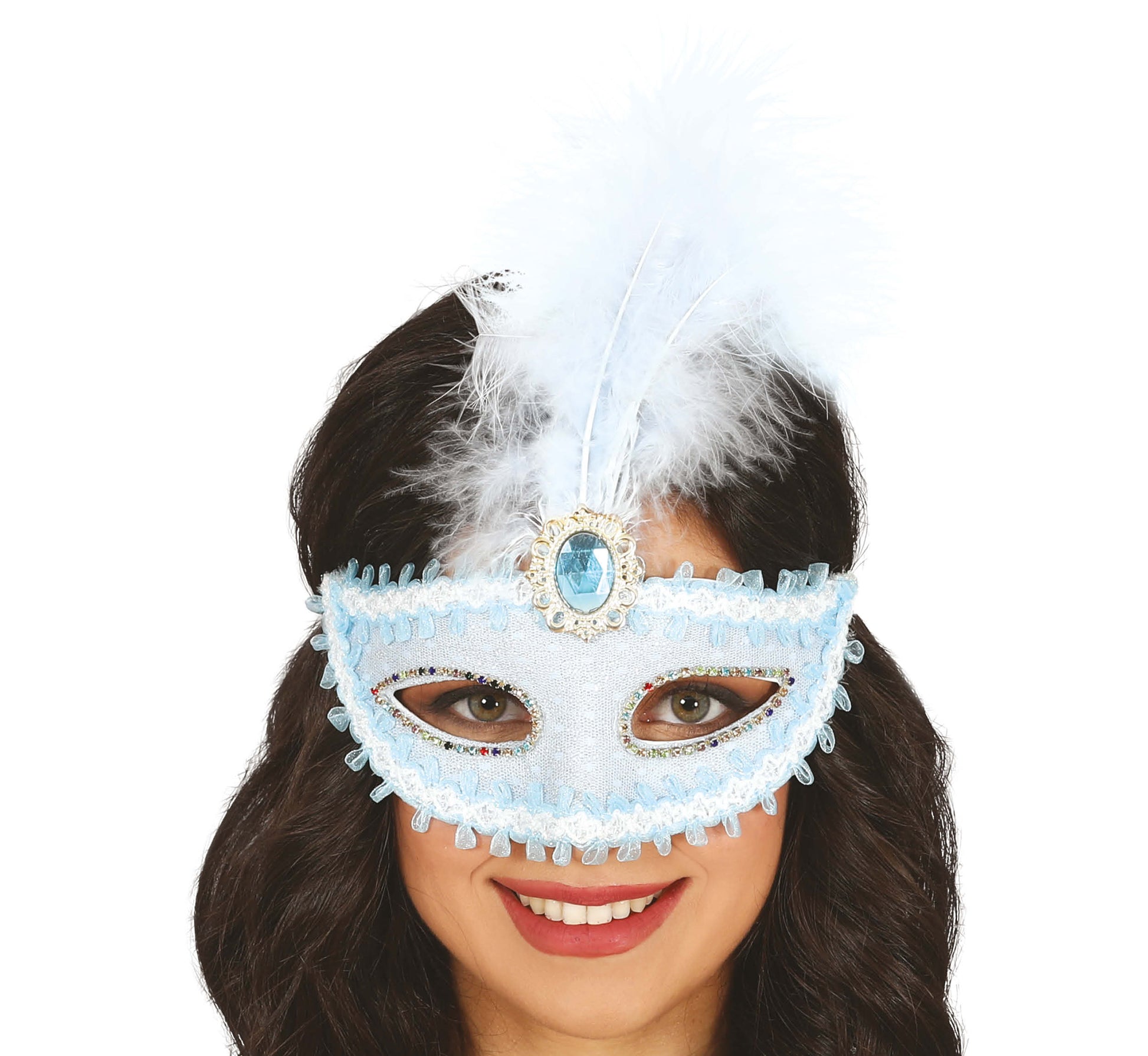 BLUE MASK WITH FEATHER