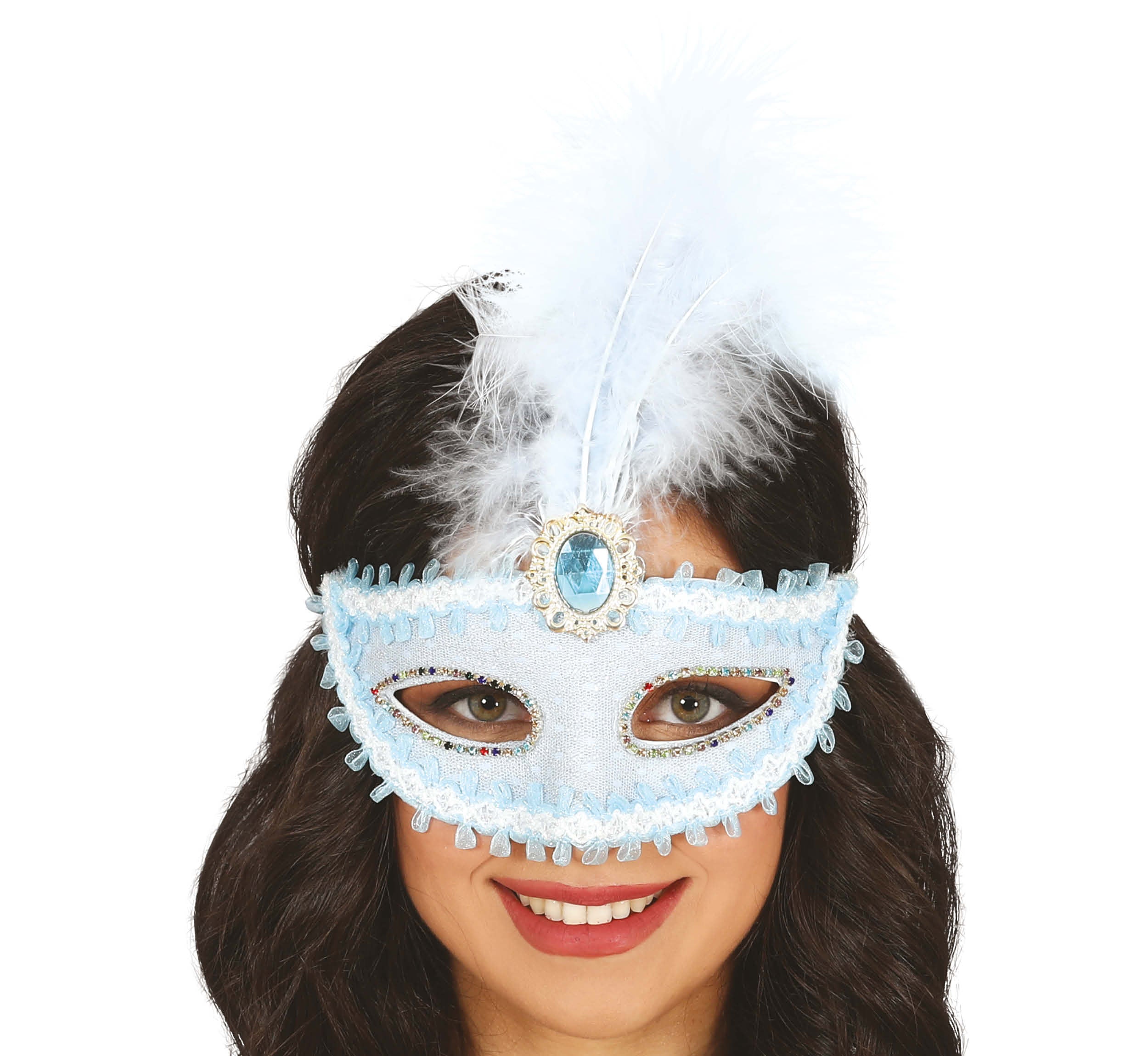 BLUE MASK WITH FEATHER