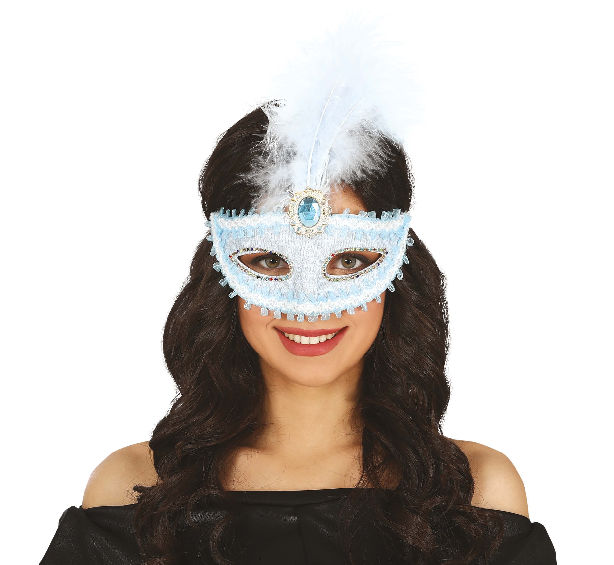 BLUE MASK WITH FEATHER