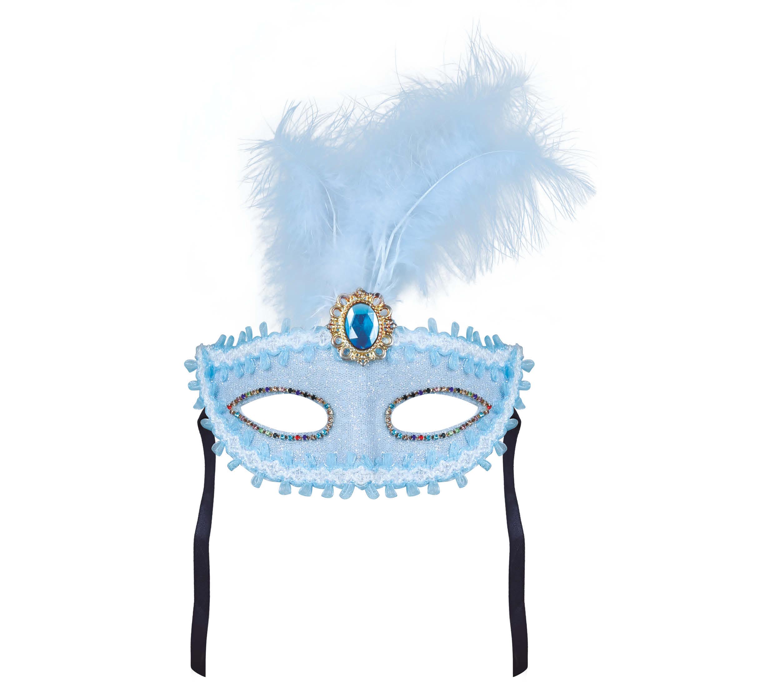 BLUE MASK WITH FEATHER