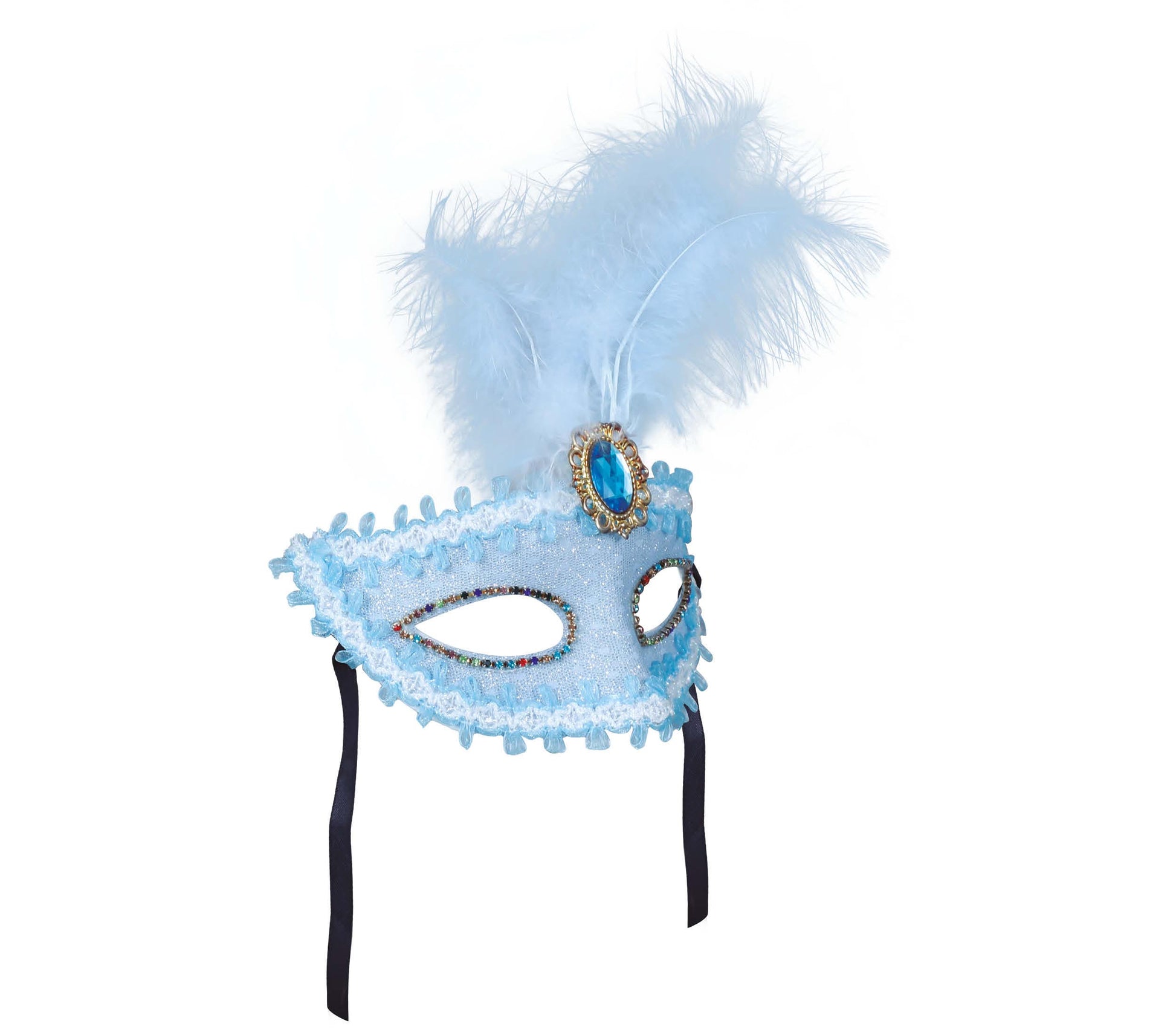 BLUE MASK WITH FEATHER