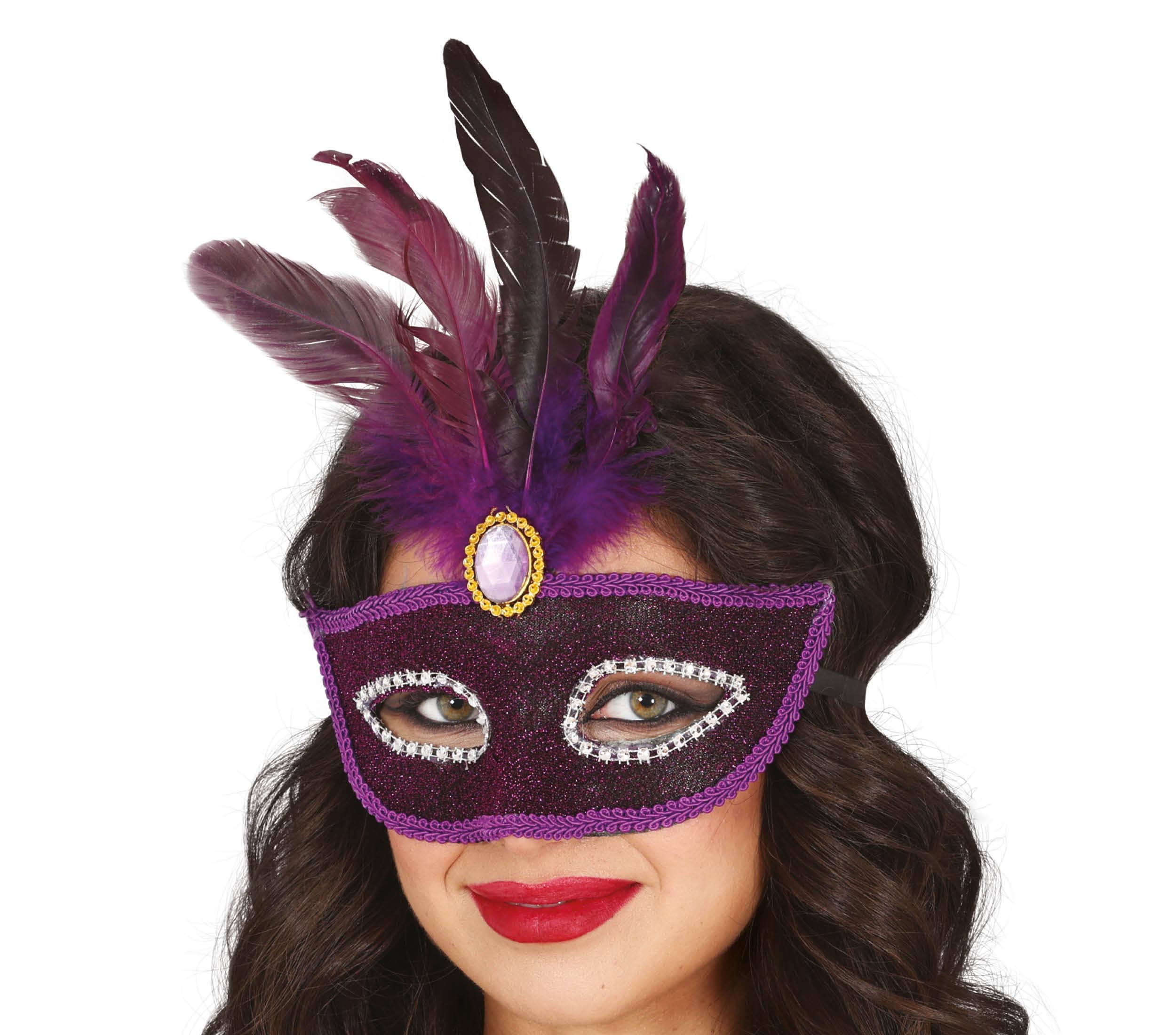 PURPLE MASK WITH PURPLE FEATHER