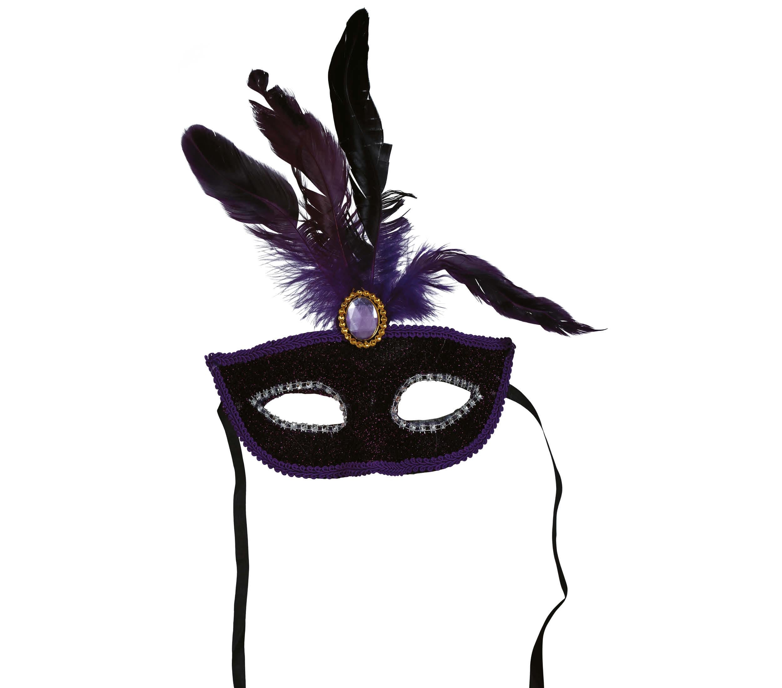 PURPLE MASK WITH PURPLE FEATHER