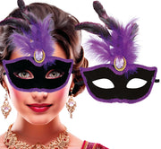 BLACK MASK WITH LILAC FEATHERS, ADULT