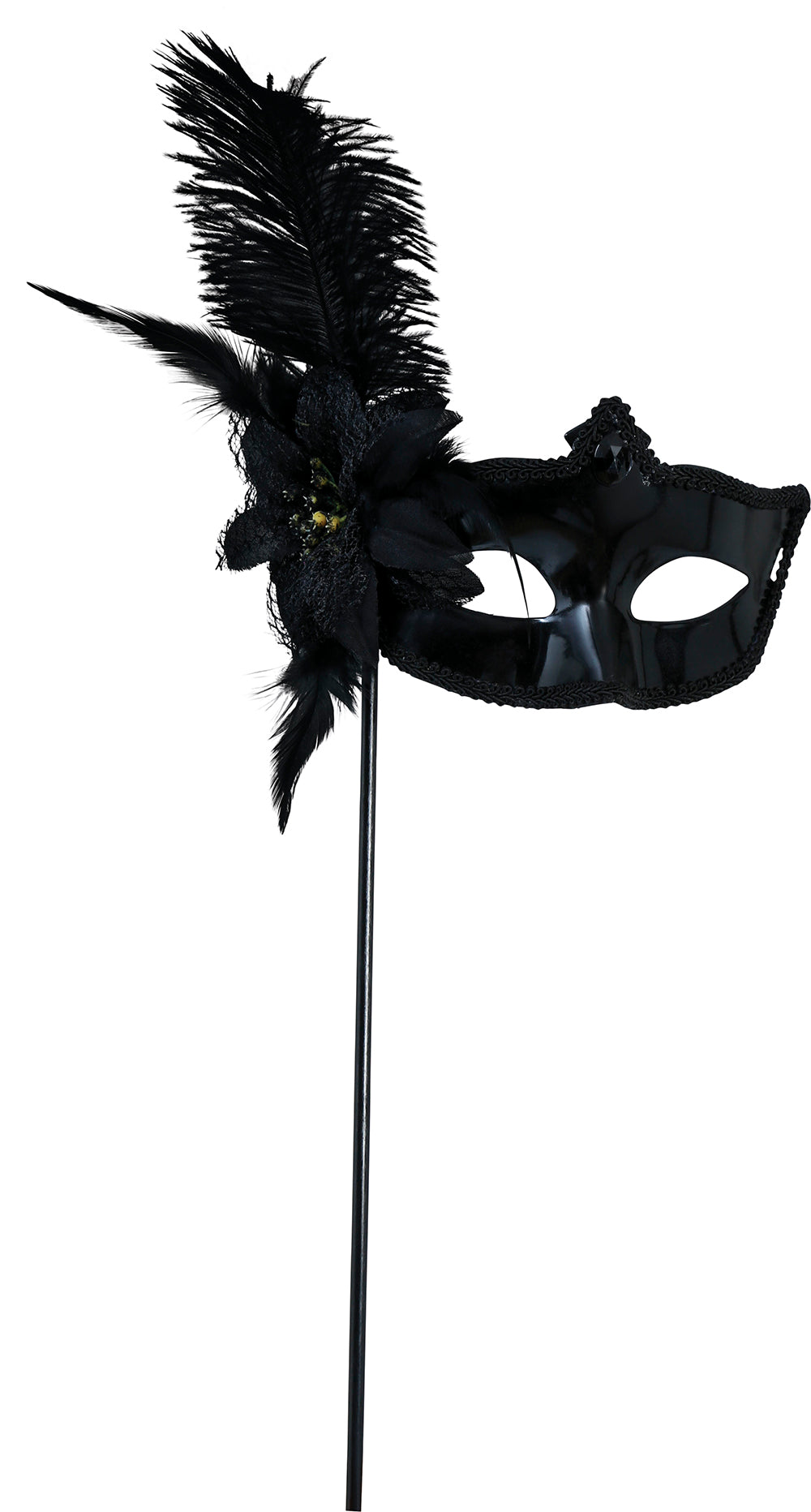 BLACK MASK WITH STICK, ADULT