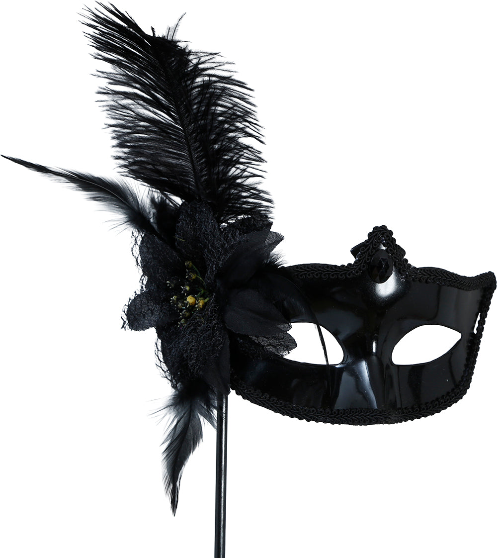 BLACK MASK WITH STICK, ADULT