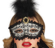 BLACK MASK WITH FEATHER