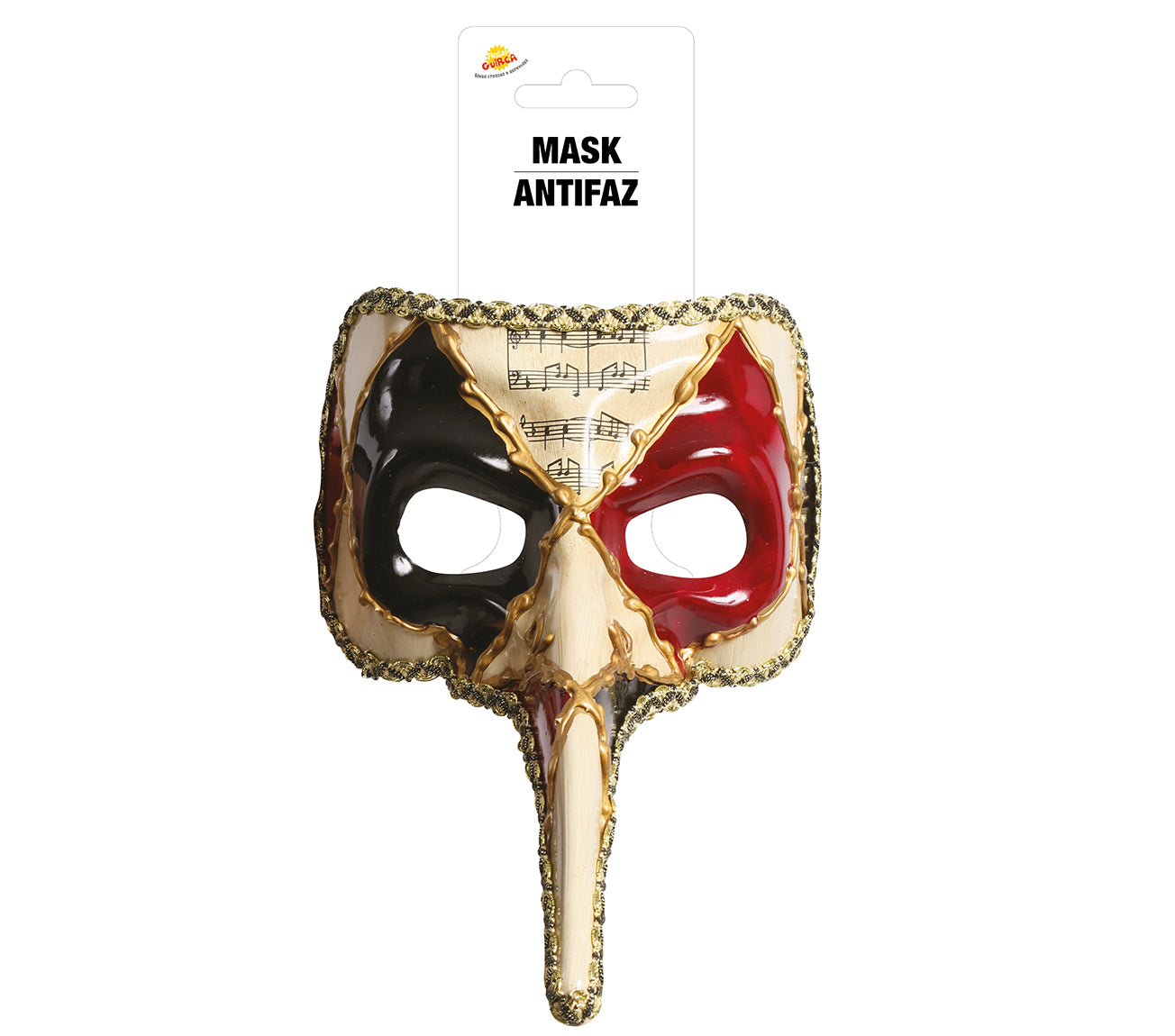 DECORATED VENETIAN MASK WITH NOSE AND SO