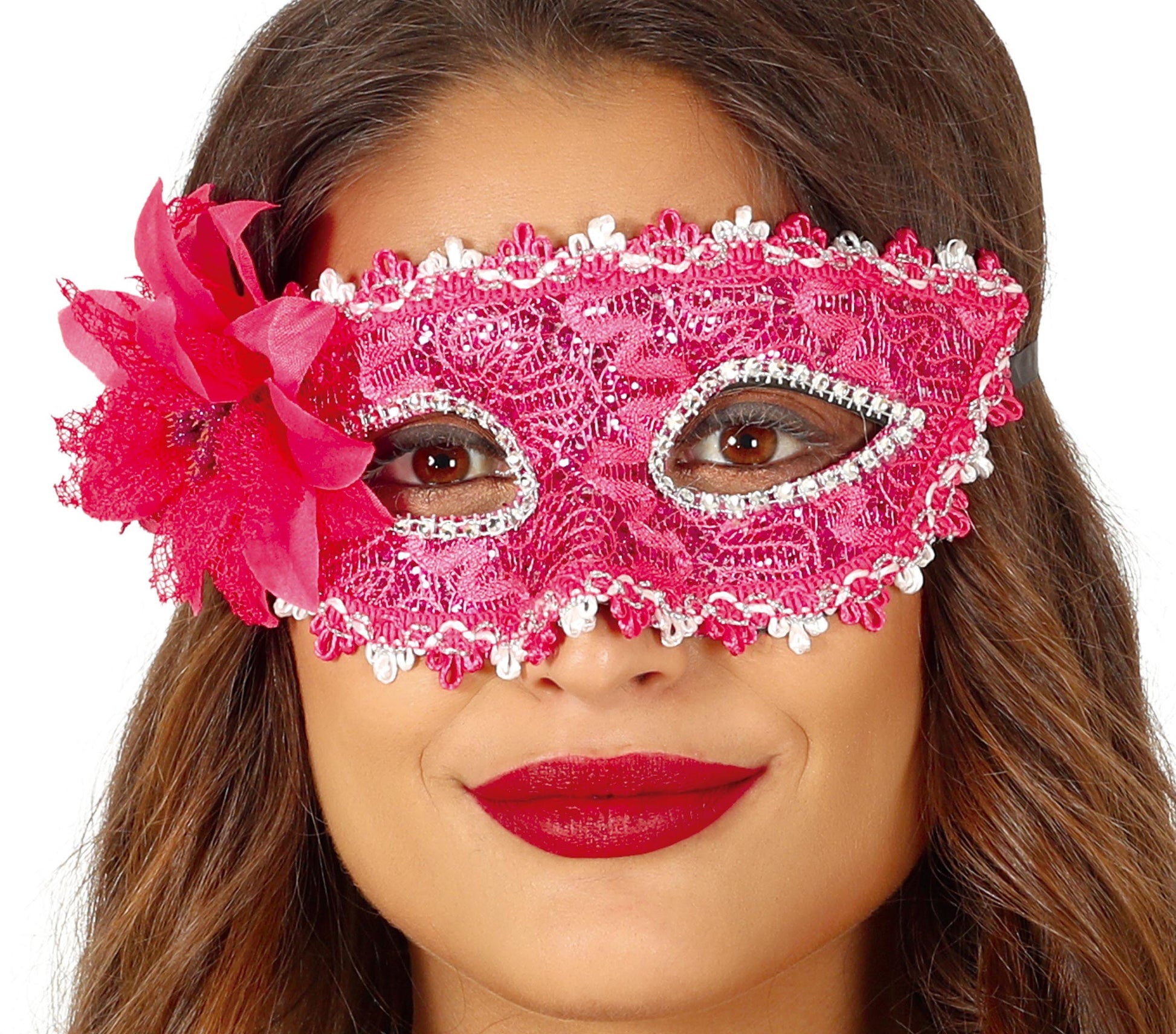 FUCHSIA MASK WITH FLOWERS