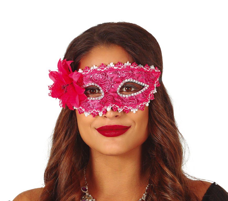 FUCHSIA MASK WITH FLOWERS