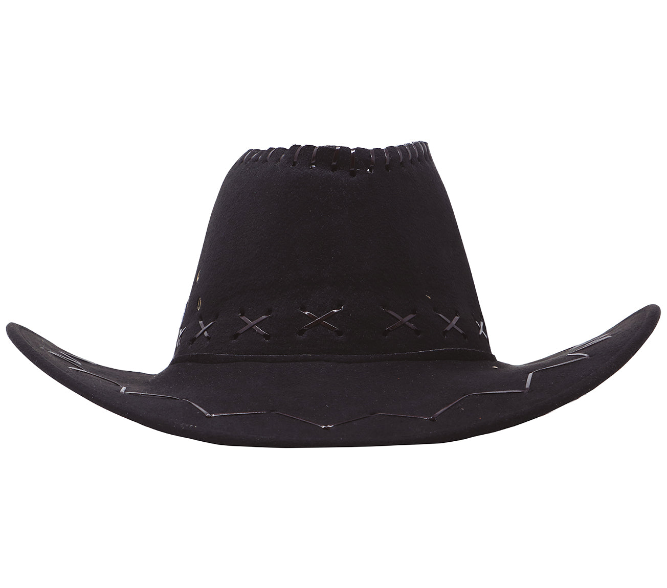 BLACK SYNTHETIC LEATHER COWBOY HAT