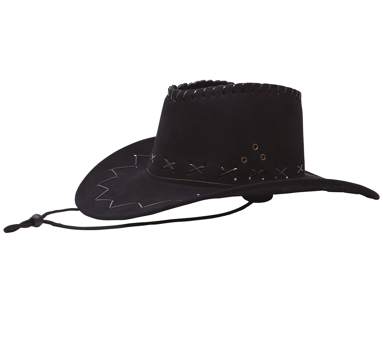 BLACK SYNTHETIC LEATHER COWBOY HAT