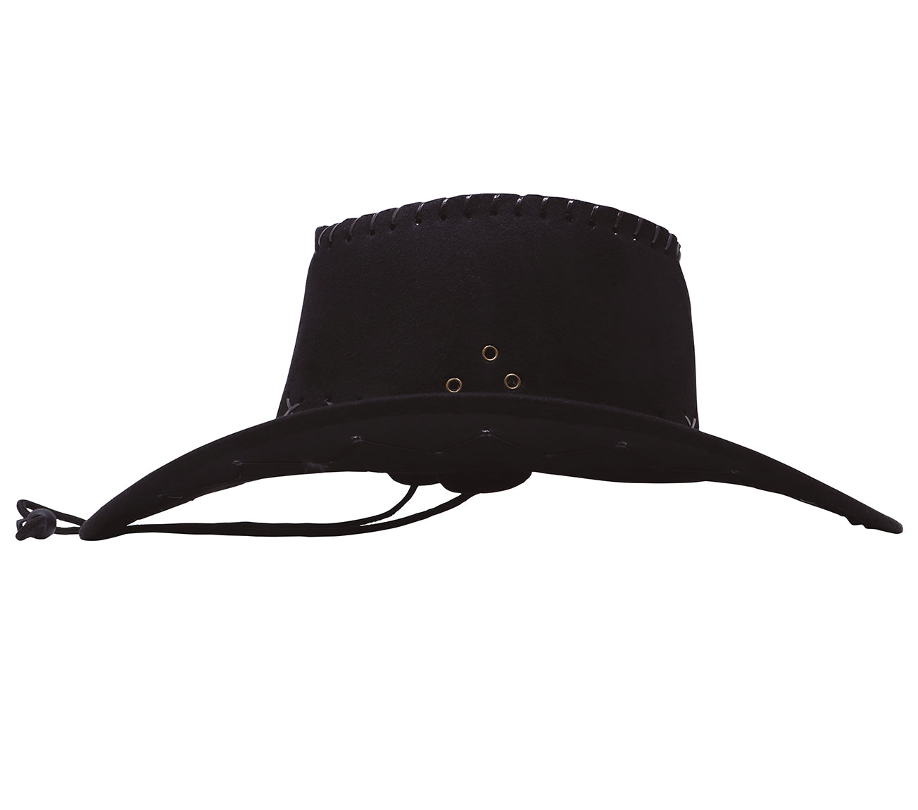 BLACK SYNTHETIC LEATHER COWBOY HAT
