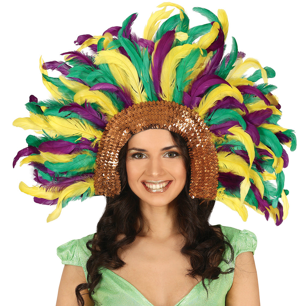 MULTICOLORED FEATHERS HEADDRESS