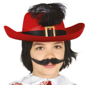 CHILDREN'S RED FELT MUSKETEER HAT