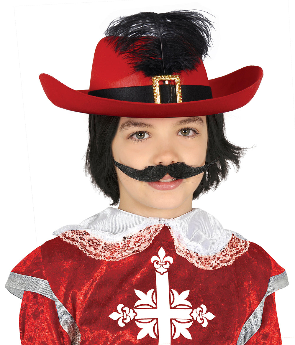 CHILDREN'S RED FELT MUSKETEER HAT
