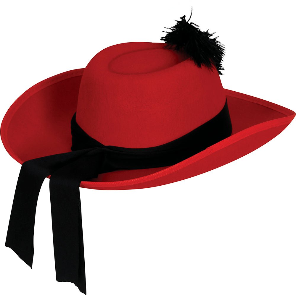 CHILDREN'S RED FELT MUSKETEER HAT