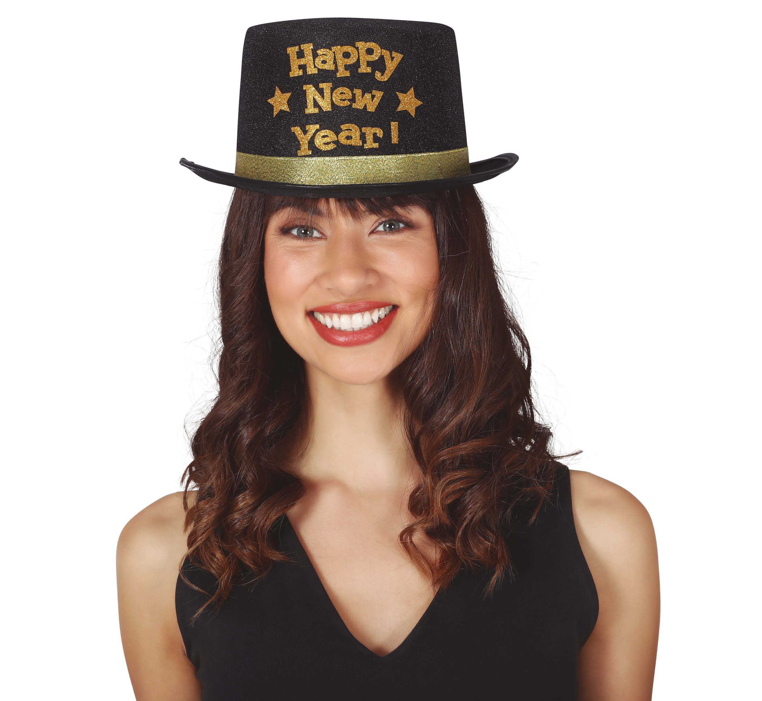 BLACK "HAPPY NEW YEAR" TOP HAT