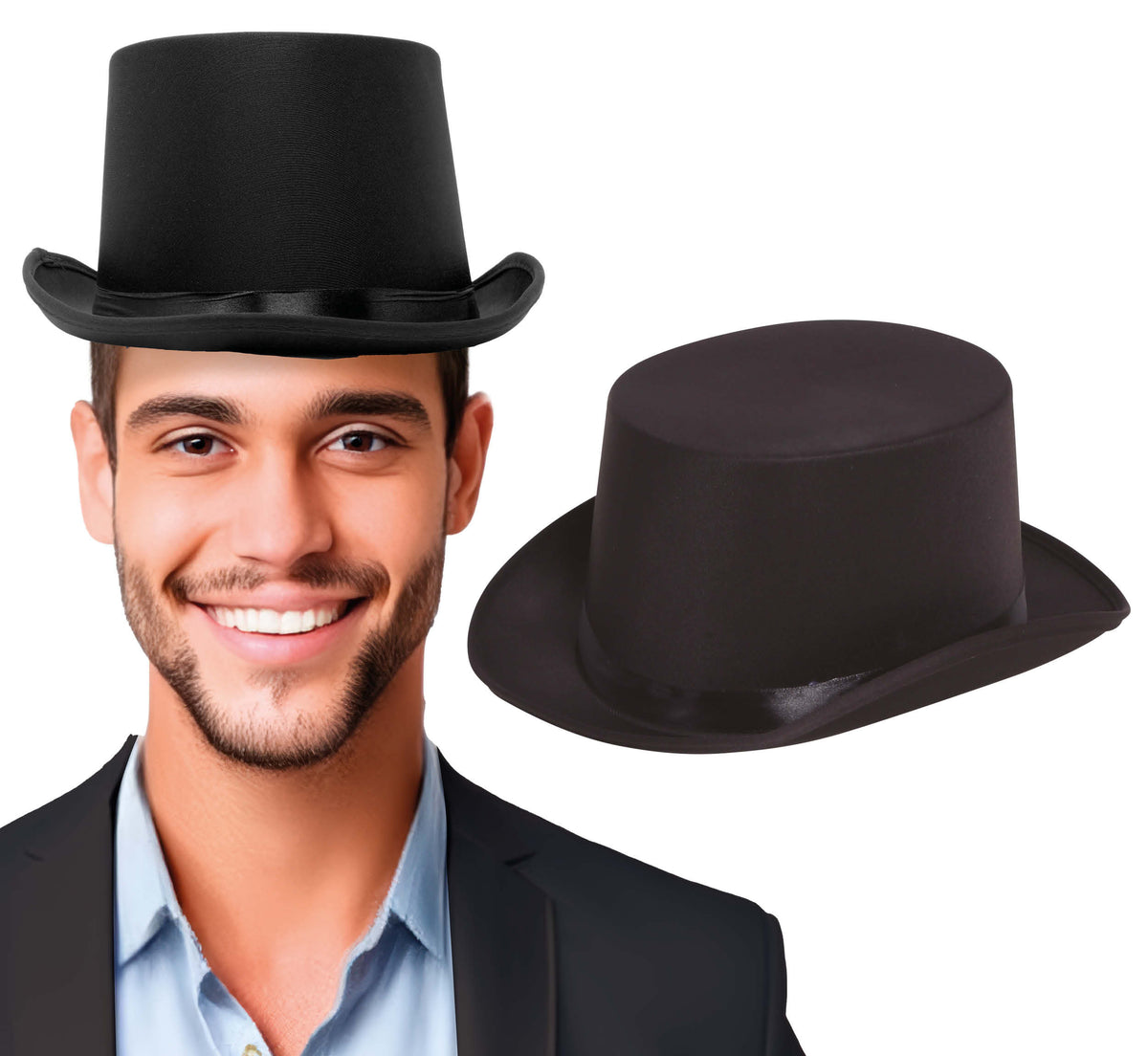 HAT, SATIN, HIGH QUALITY BLACK ADULT