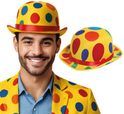 SPOTTED CLOWN BOWLER HAT HIGH QUALITY
