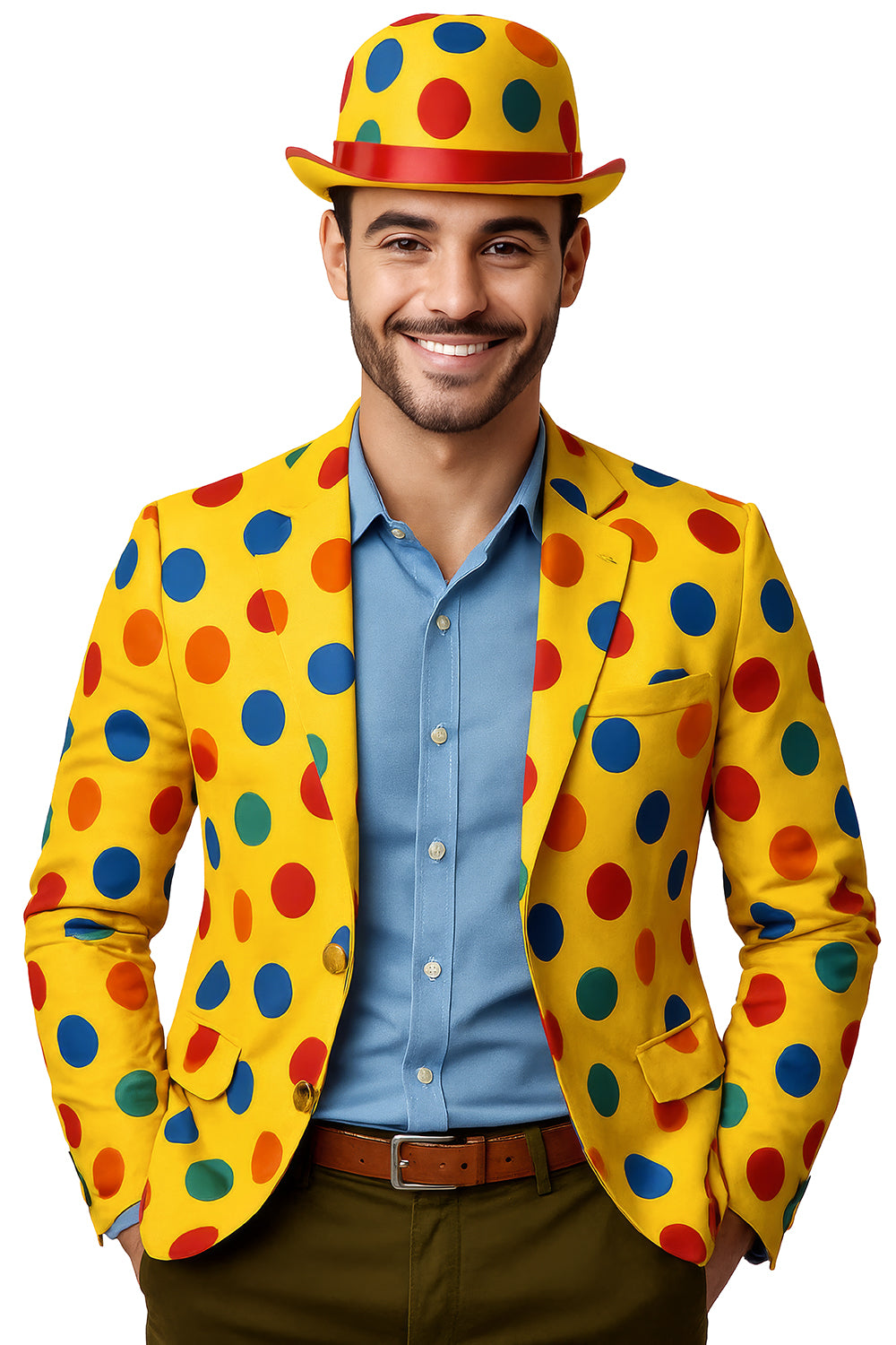 SPOTTED CLOWN BOWLER HAT HIGH QUALITY