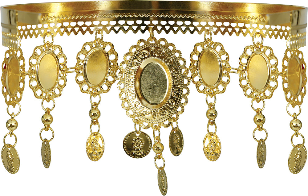 GOLD HEADPIECE WITH RED STONES, METAL