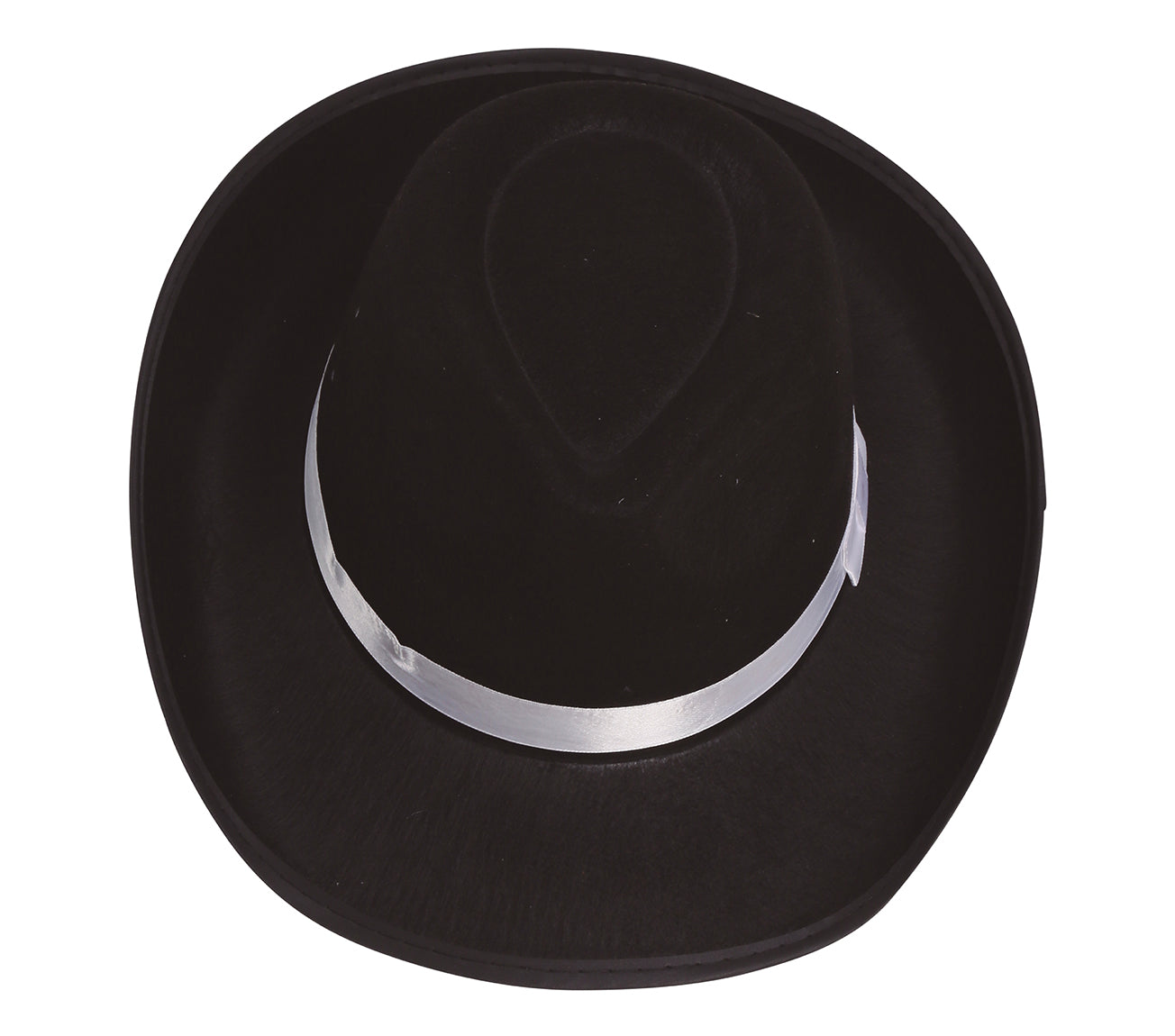 BLACK GANGSTER HAT WITH WHITE RIBBON