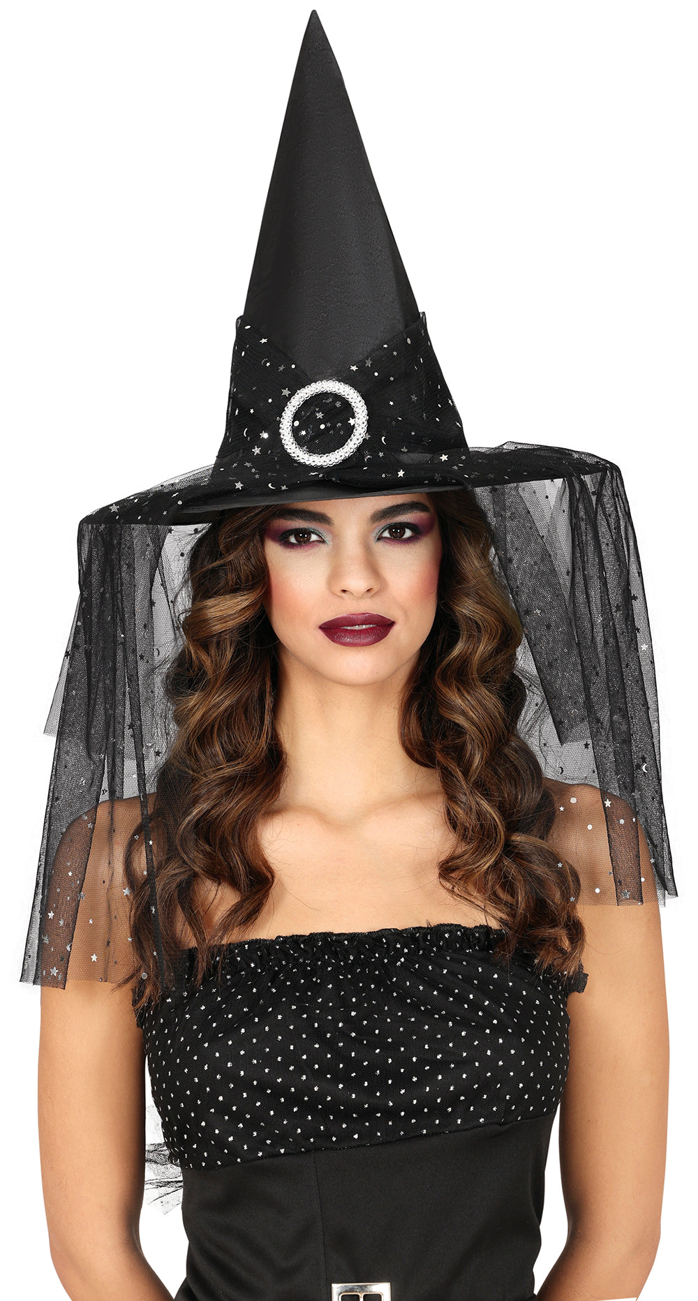 WITCH HAT WITH VEIL AND STARS