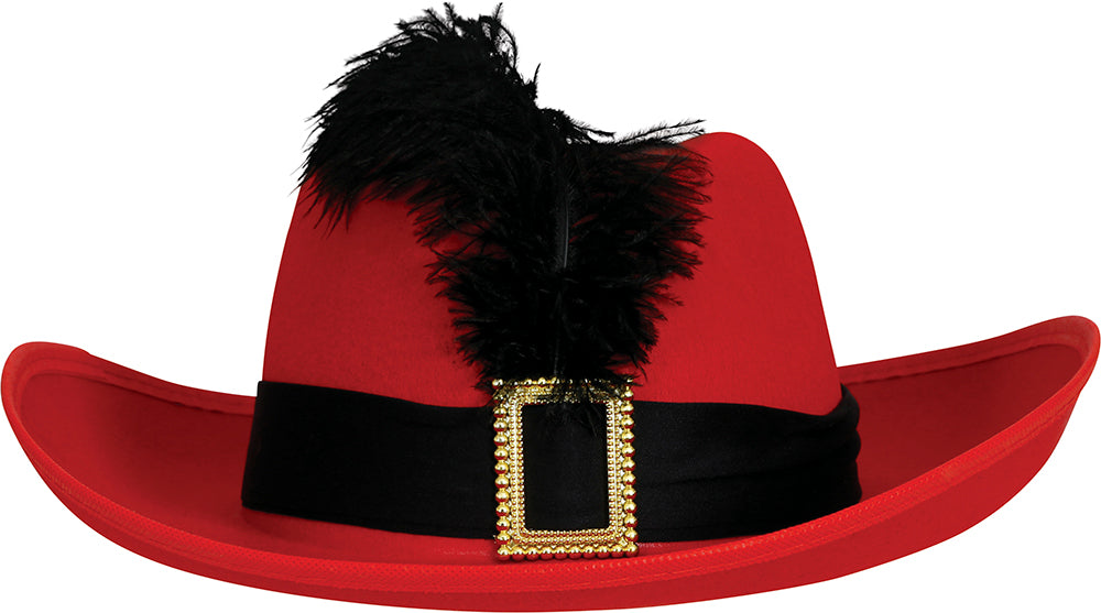 RED FELT MUSKETEER HAT