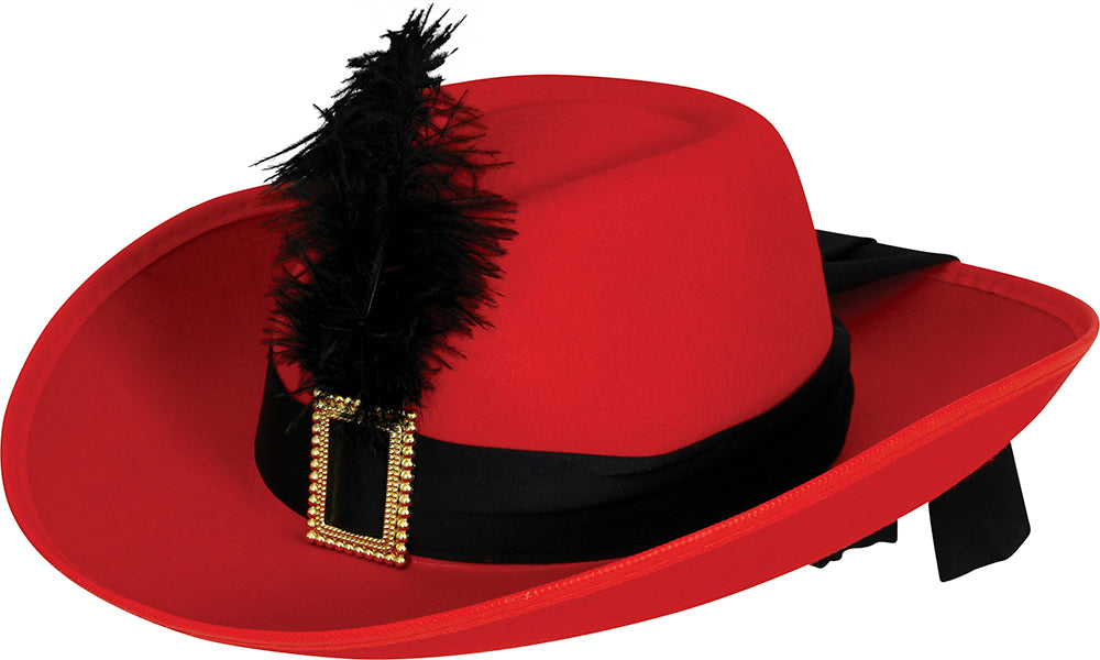 RED FELT MUSKETEER HAT