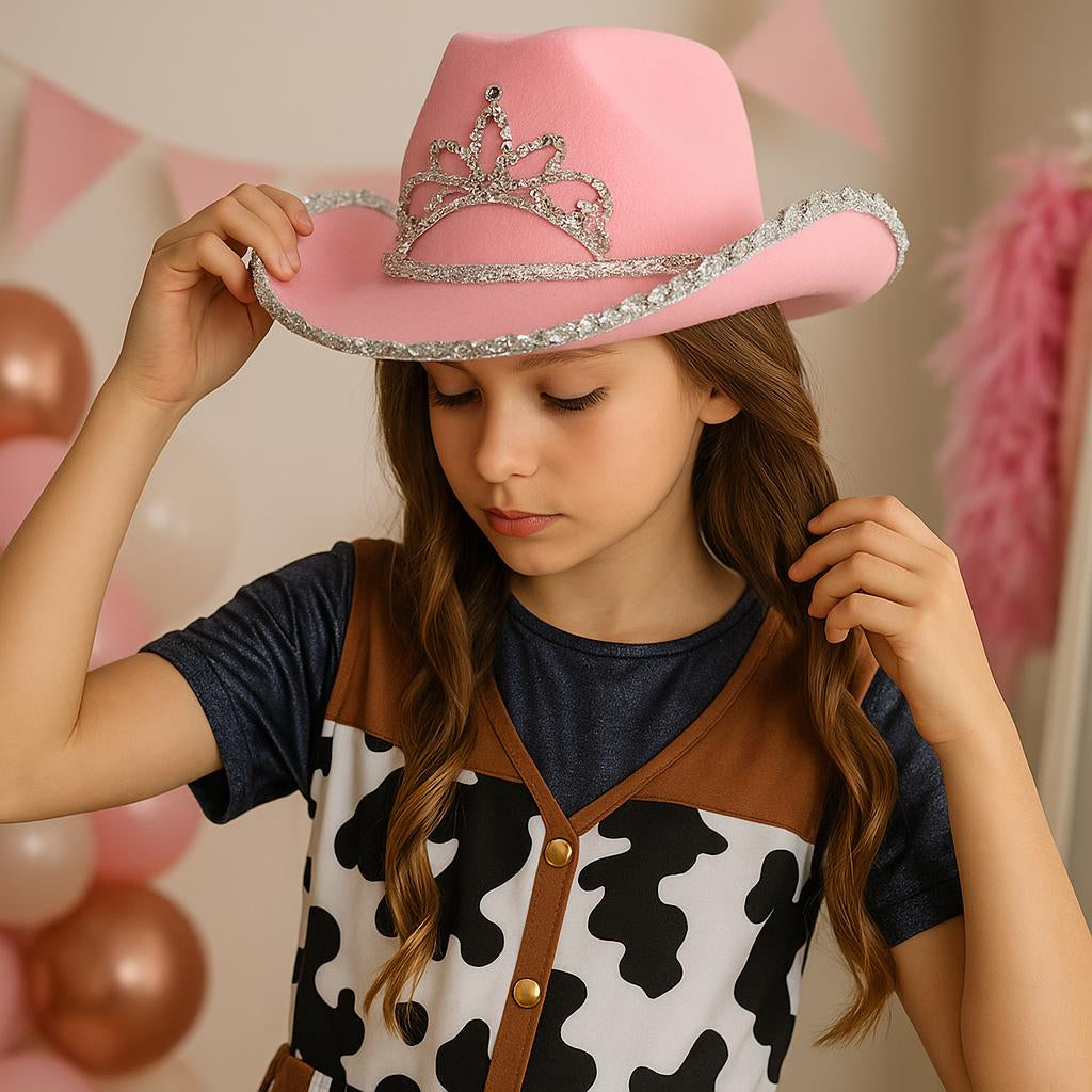 PINK FELT COWBOY HAT, CHILDREN