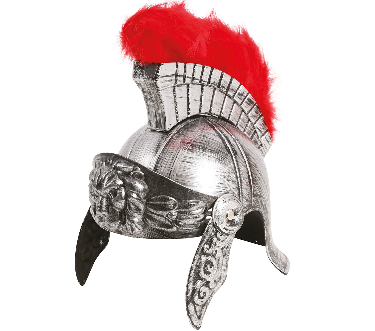 HELMET ROMAN SILVER WITH FEATHER