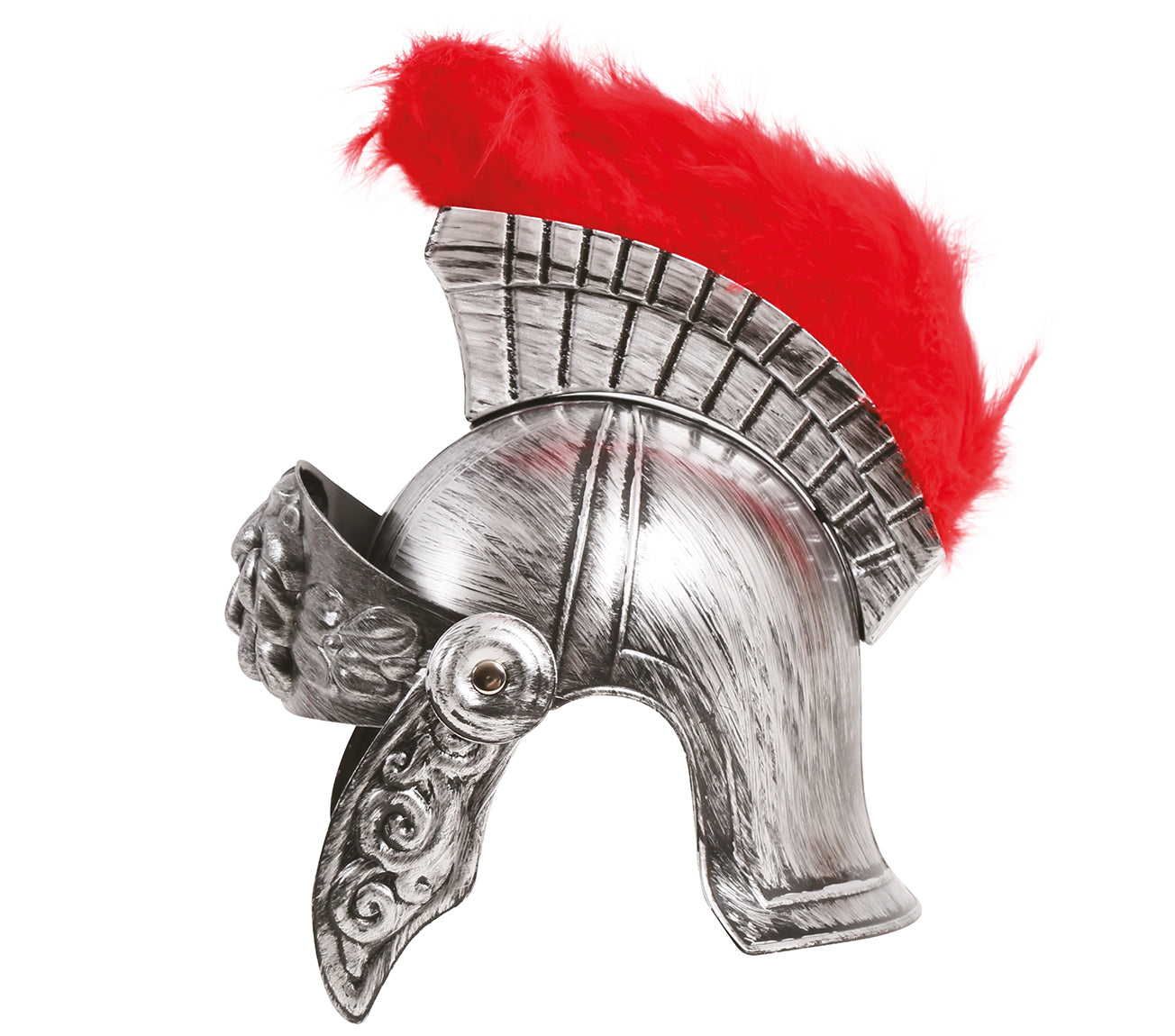 HELMET ROMAN SILVER WITH FEATHER