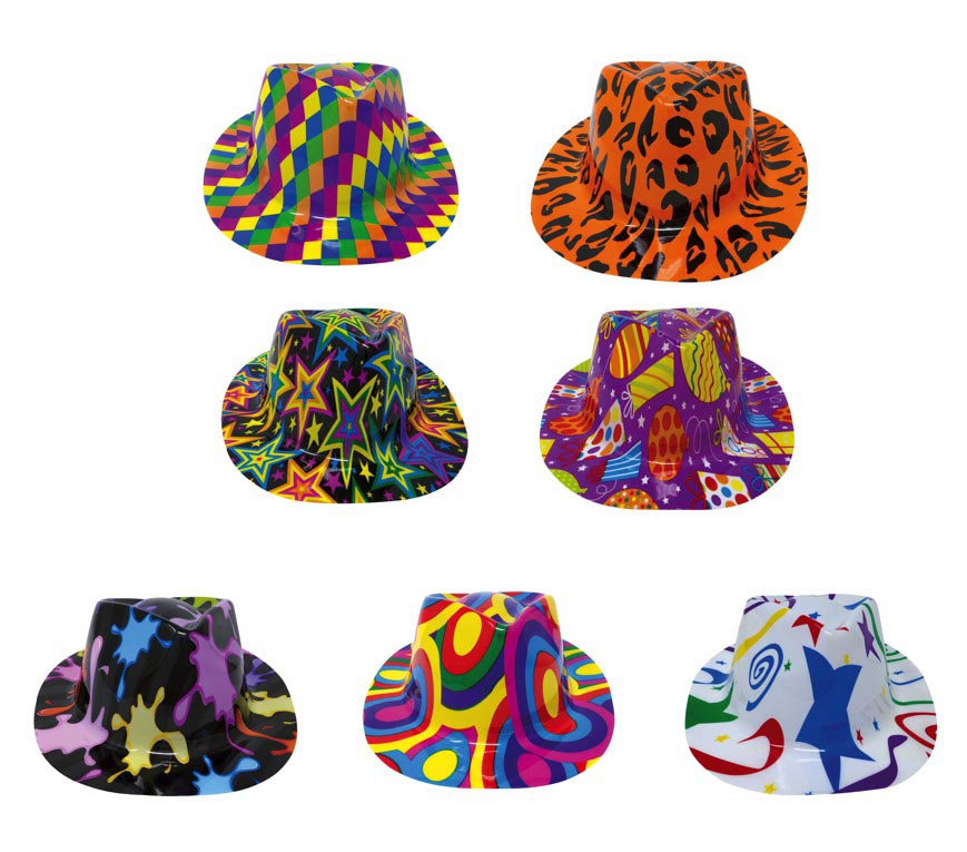 COLOURED GANGSTER HAT PVC
