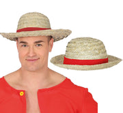 STRAW HAT WITH RED RIBBON, ADULT