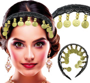 HEADBAND WITH GOLD COINS BLACK, ADULTS