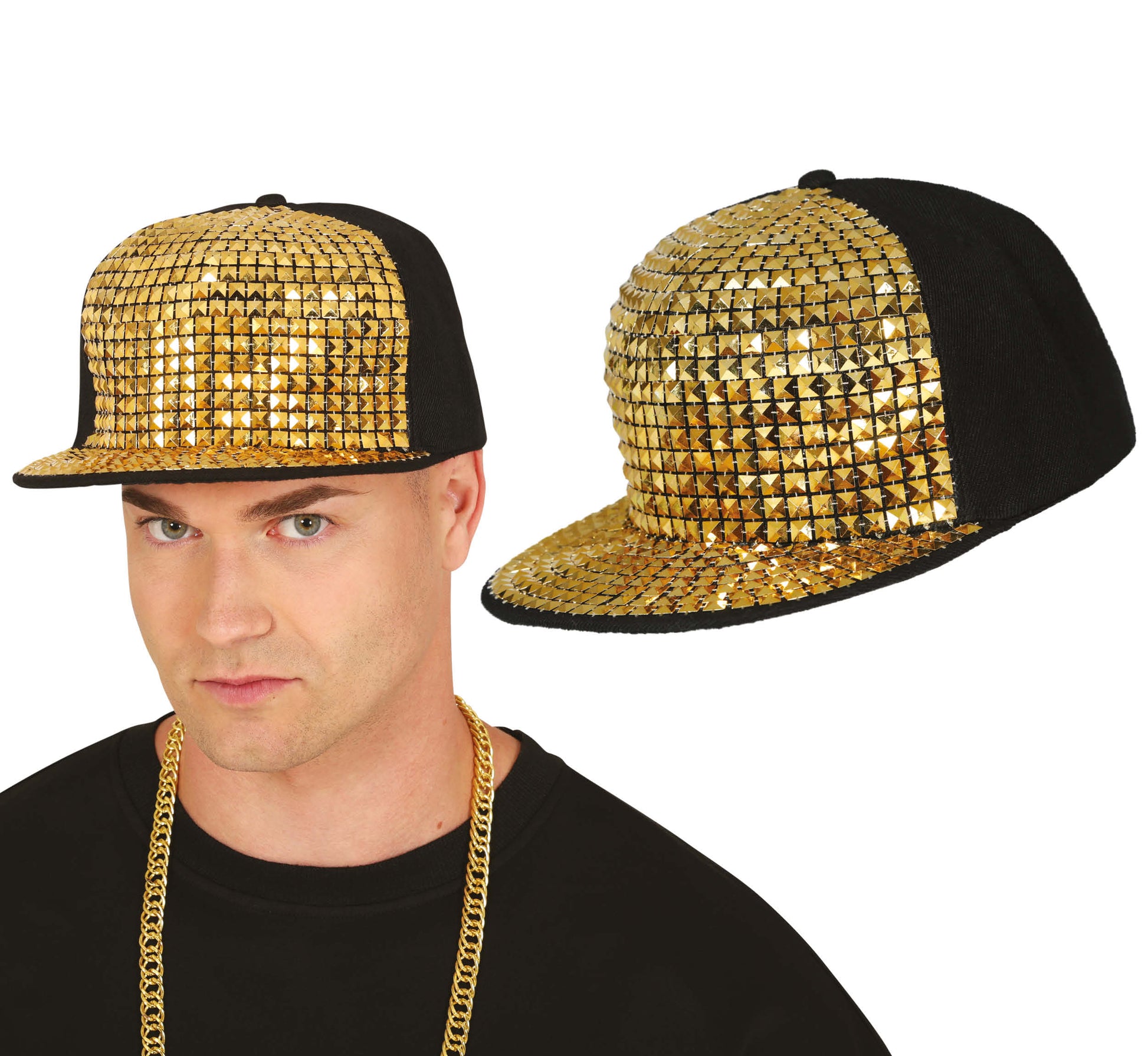 RAPPER CAP WITH GOLDEN STUDS, ADULTS
