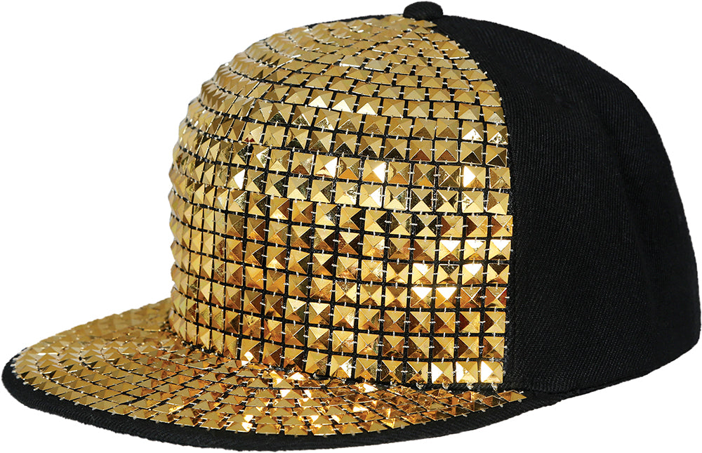 RAPPER CAP WITH GOLDEN STUDS, ADULTS