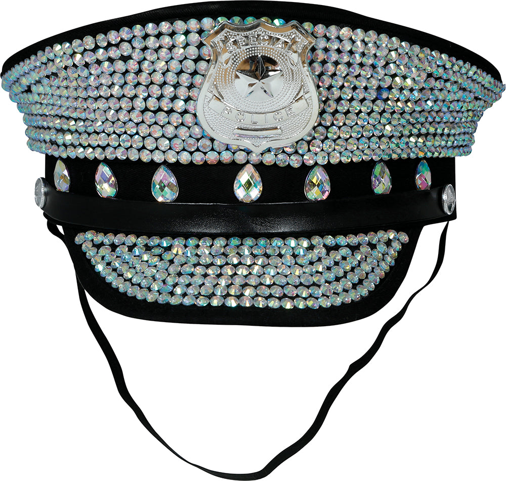 POLICE CAP WITH DIAMONDS, ADULTS