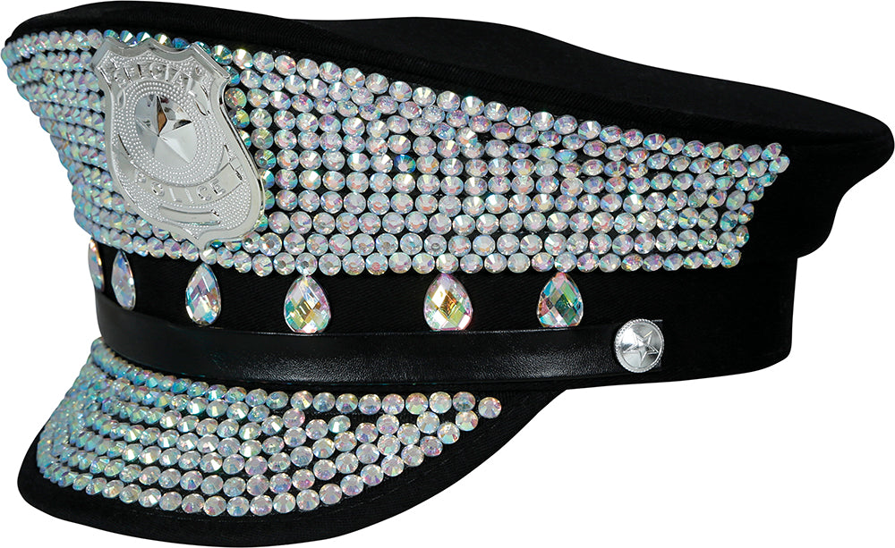 POLICE CAP WITH DIAMONDS, ADULTS
