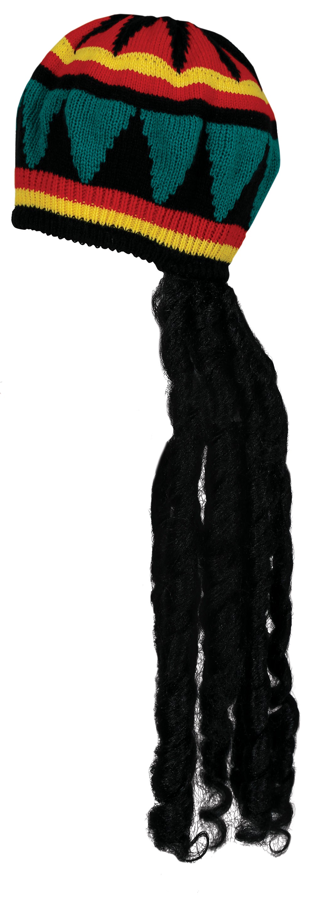 RASTA CAP WITH HAIR, ADULT